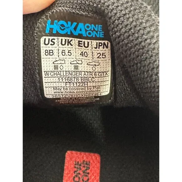 Hoka One One Challenger ATR 6 GTX Women's Size 8 Black Red Running Sneakers - Picture 8 of 8